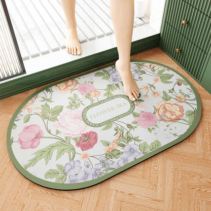 Elegante tappetino da bagno con motivo floreale in fango diatomeico