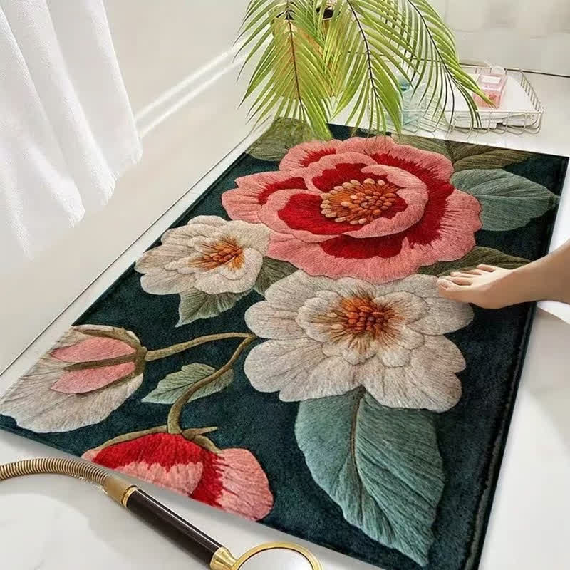 Tappetino antiscivolo floreale 3D in stile pastorale