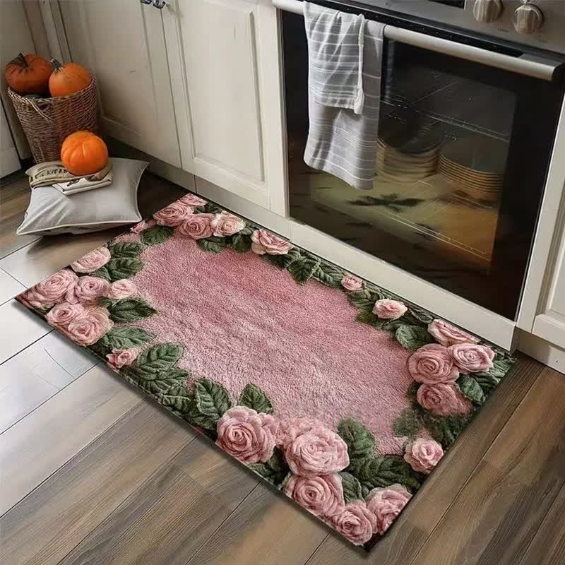 Tappetino antiscivolo floreale 3D in stile pastorale