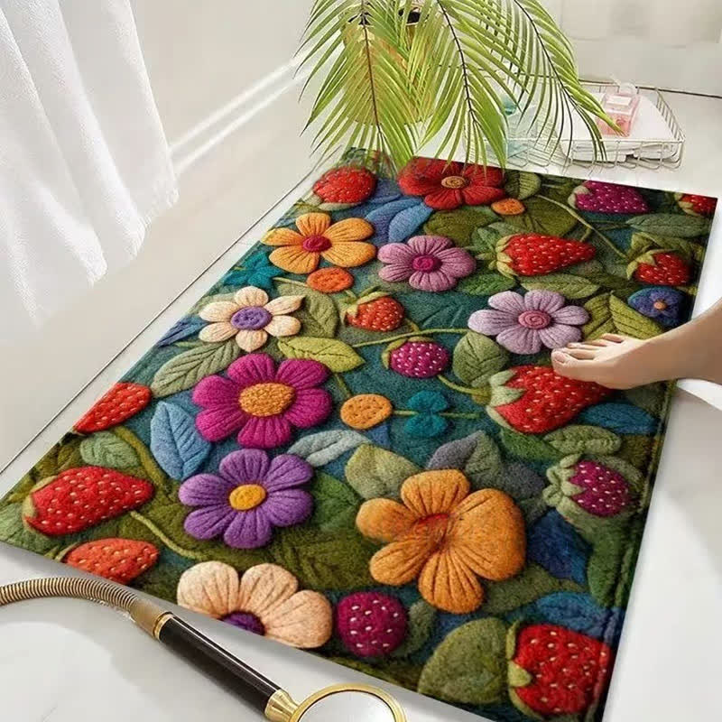 Tappetino antiscivolo floreale 3D in stile pastorale
