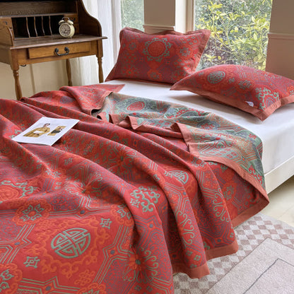 Trapunta vintage in cotone a tre strati in garza