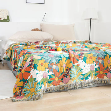 Trapunta reversibile con nappe in garza di cotone dai colori vivaci