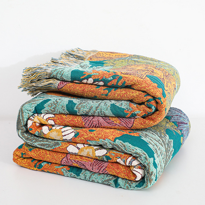 Coperta reversibile in garza di cotone con motivo a fiori da giardino