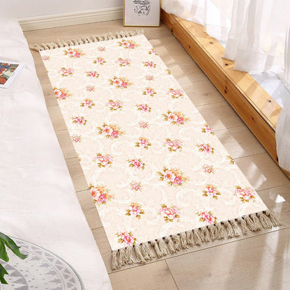 Tappetino con nappe floreali in stile pastorale fresco