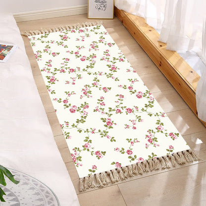 Tappetino con nappe floreali in stile pastorale fresco