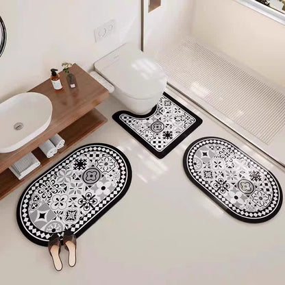 Elegante tappetino da bagno antiscivolo assorbente con motivo floreale di diatomee