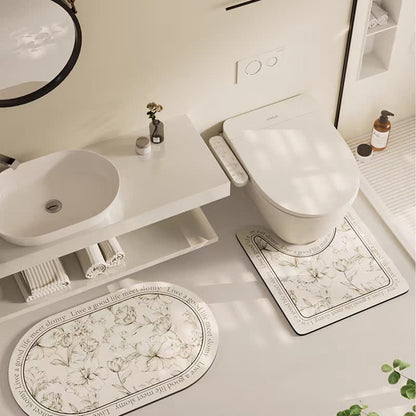 Elegante tappetino da bagno antiscivolo assorbente con motivo floreale di diatomee