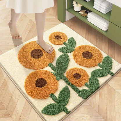 Tappetino assorbente per pavimenti quadrato con piante e fiori