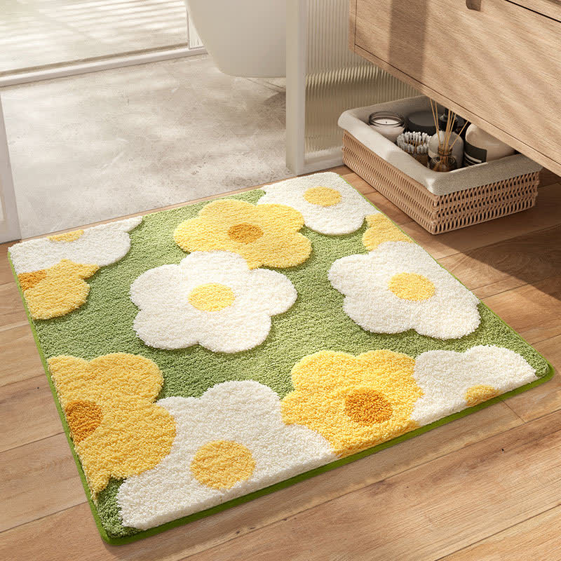 Tappetino assorbente per pavimenti quadrato con piante e fiori