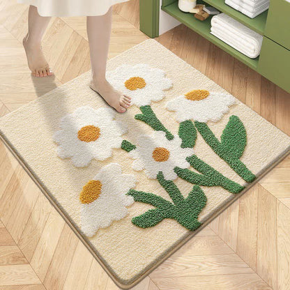 Tappetino assorbente per pavimenti quadrato con piante e fiori