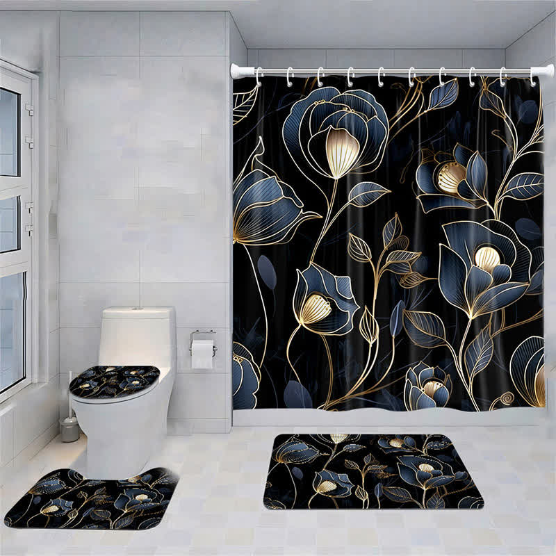 Set di tende da doccia impermeabili con motivo a fiori di piante fresche