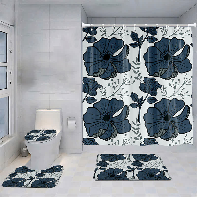 Set di tende da doccia impermeabili con motivo a fiori di piante fresche