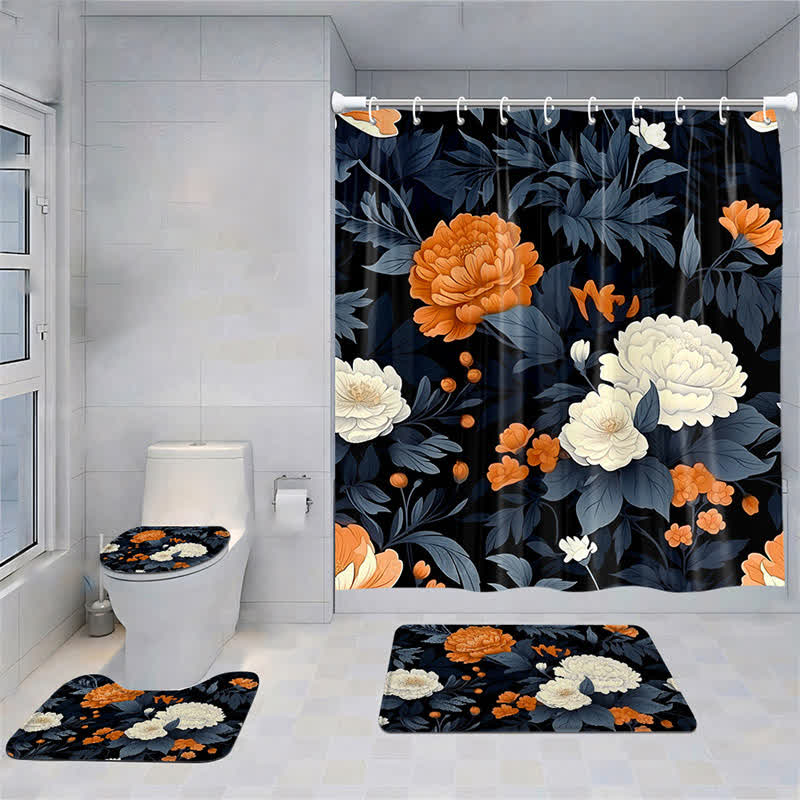 Set di tende da doccia impermeabili con motivo a fiori di piante fresche