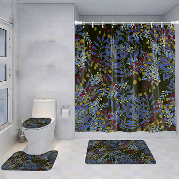 Set di tende da doccia impermeabili con motivo a fiori di piante fresche