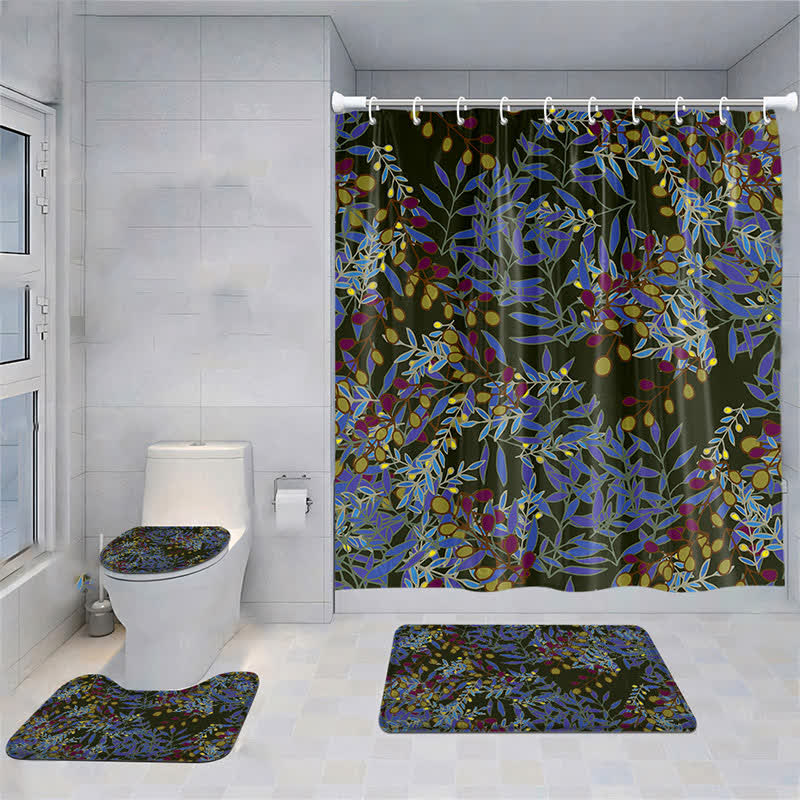 Set di tende da doccia impermeabili con motivo a fiori di piante fresche