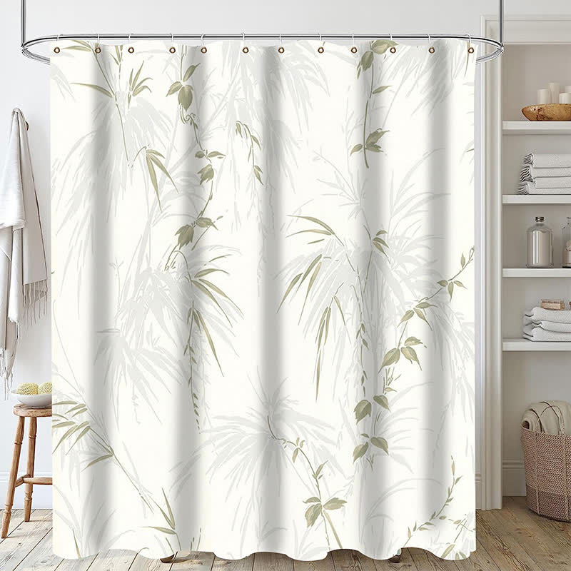 Tenda da doccia impermeabile con foglie di piante