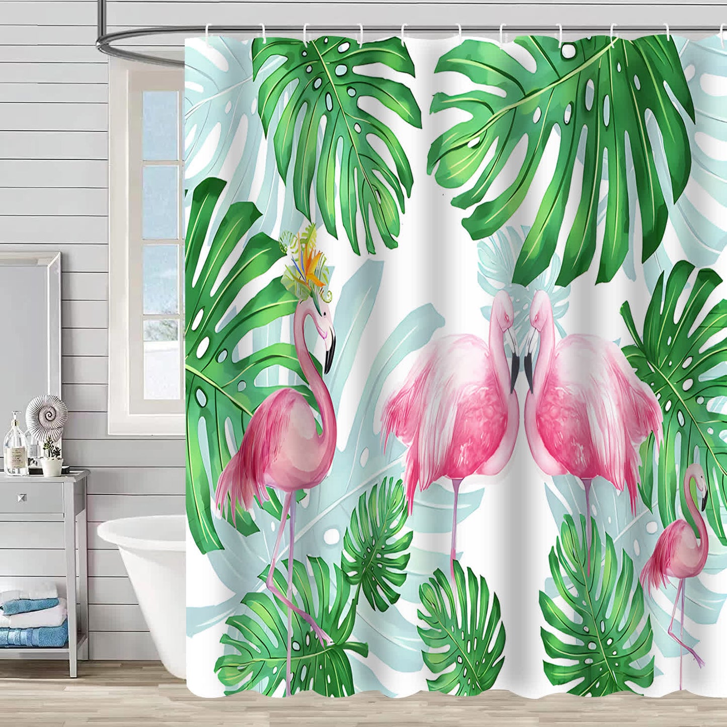 Tenda da doccia decorativa impermeabile a forma di fenicottero