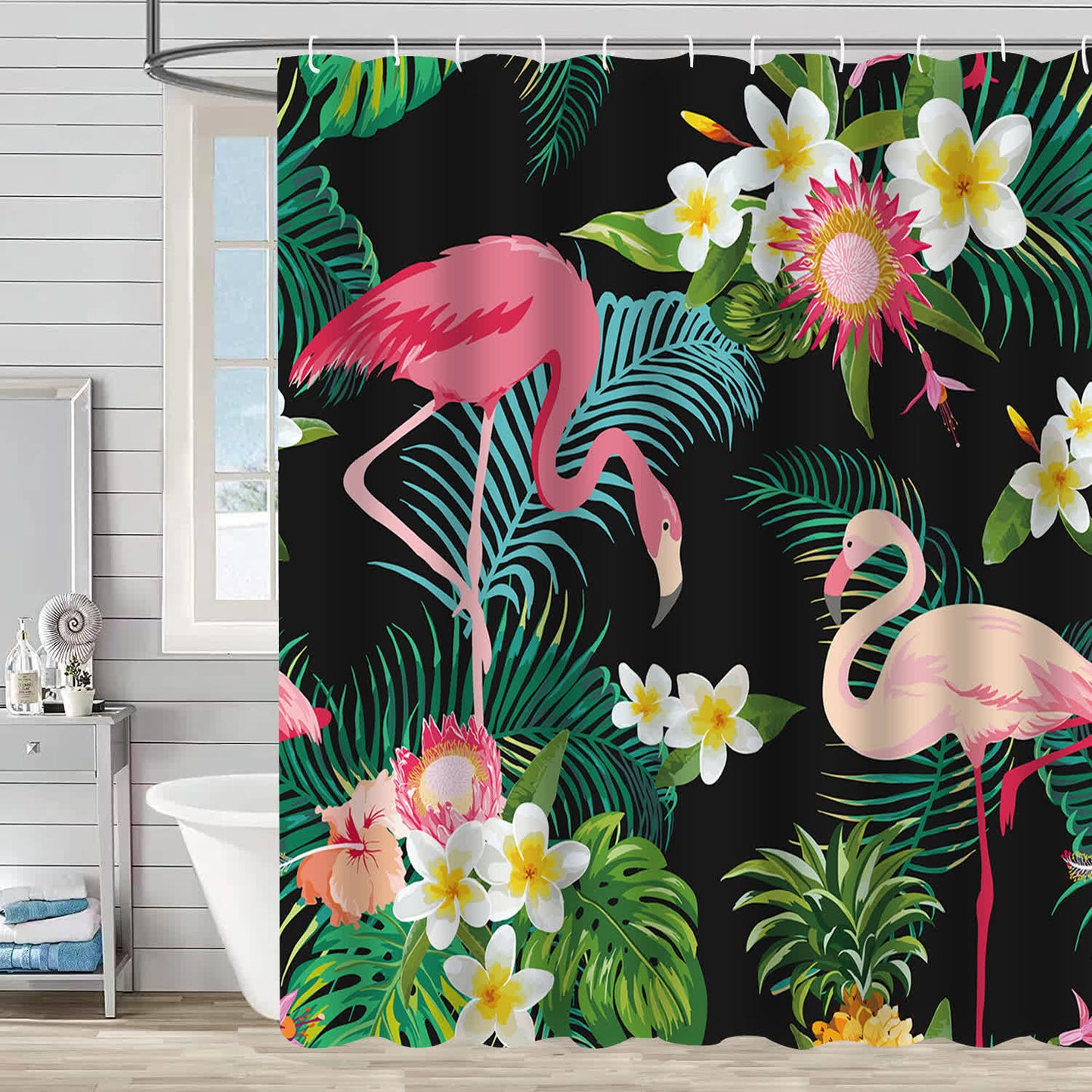 Tenda da doccia decorativa impermeabile a forma di fenicottero