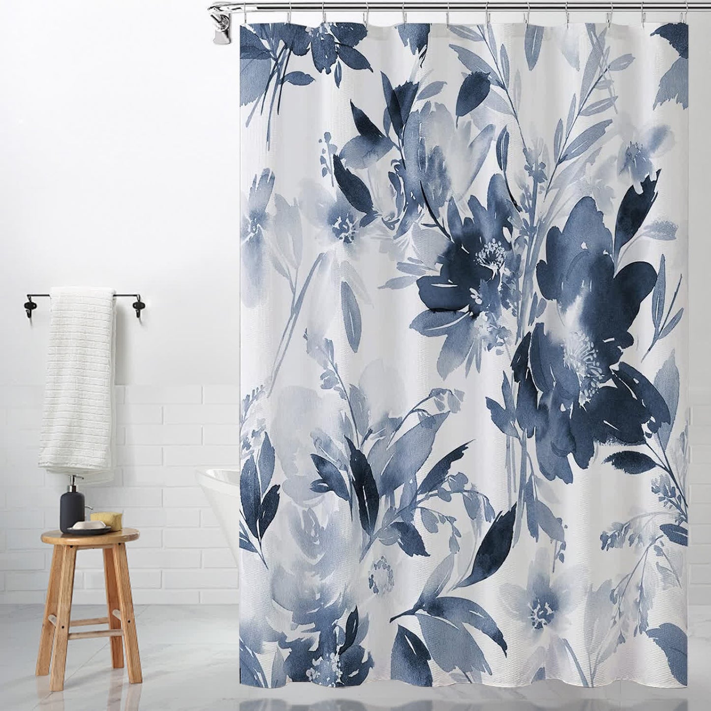 Tenda da doccia decorativa impermeabile con motivo floreale elegante