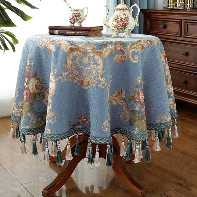 Tovaglia floreale elegante in ciniglia jacquard