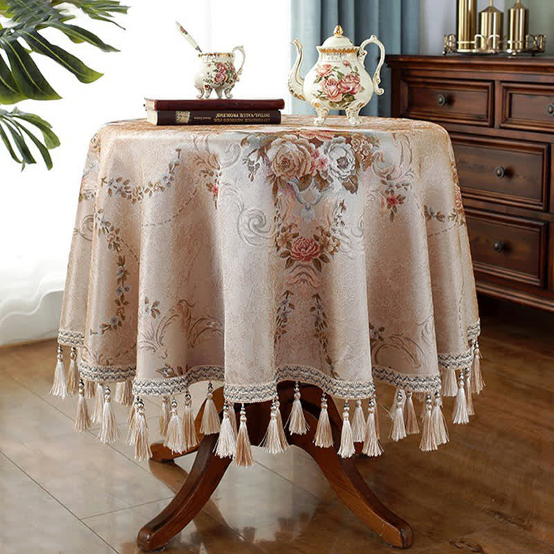 Tovaglia floreale elegante in ciniglia jacquard