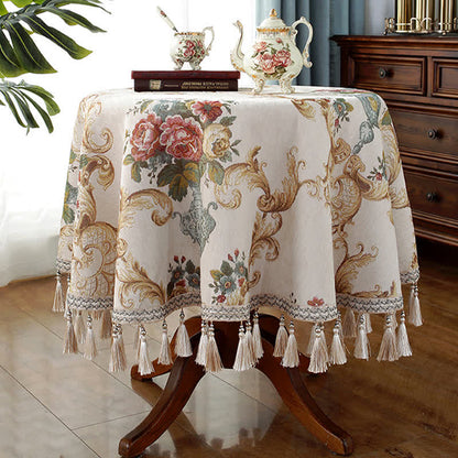 Tovaglia floreale elegante in ciniglia jacquard