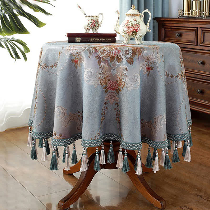 Tovaglia floreale elegante in ciniglia jacquard