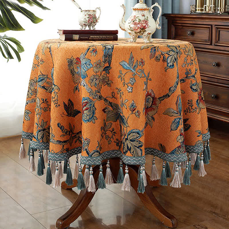 Tovaglia floreale elegante in ciniglia jacquard