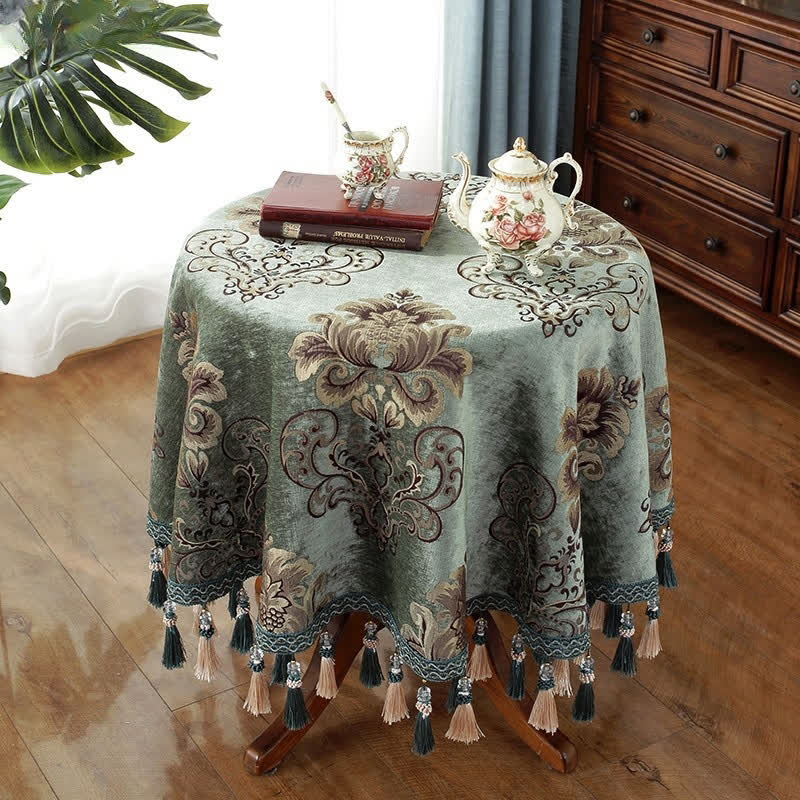 Tovaglia floreale elegante in ciniglia jacquard