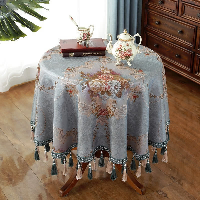 Tovaglia floreale elegante in ciniglia jacquard