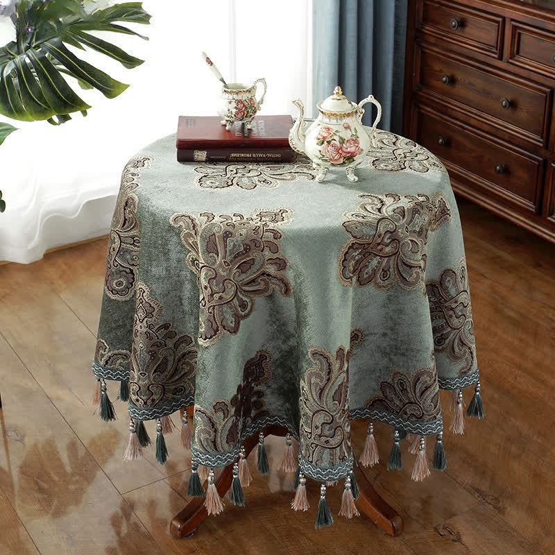Tovaglia floreale elegante in ciniglia jacquard