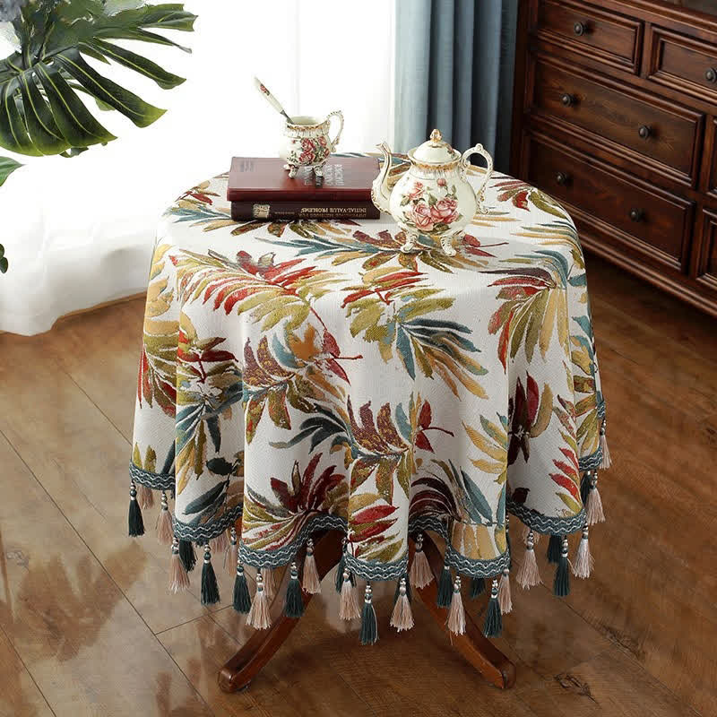 Tovaglia floreale elegante in ciniglia jacquard