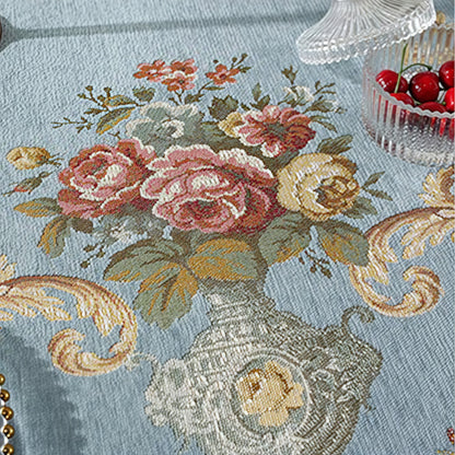 Tovaglia floreale elegante in ciniglia jacquard