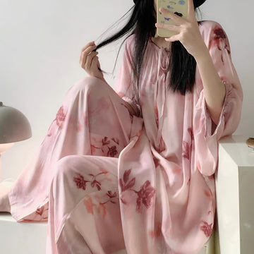 Completo da notte floreale rosa taglie forti