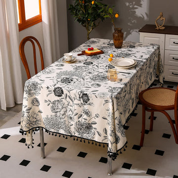 Tovaglia stampata con nappe etniche di ortensia
