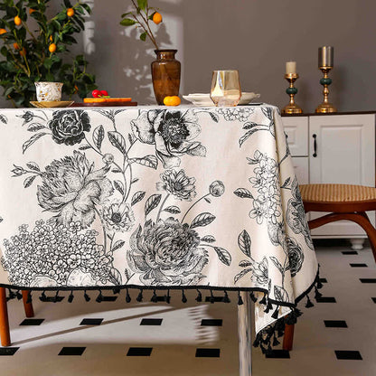 Tovaglia stampata con nappe etniche di ortensia