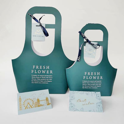 Sacchetti regalo in carta kraft con fiori e manico
