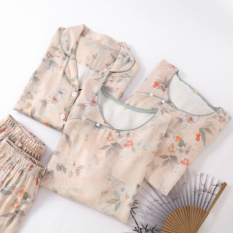Loungewear in raso morbido in stile pastorale