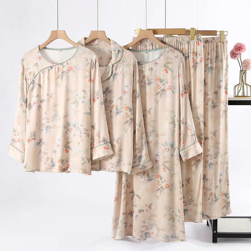Loungewear in raso morbido in stile pastorale