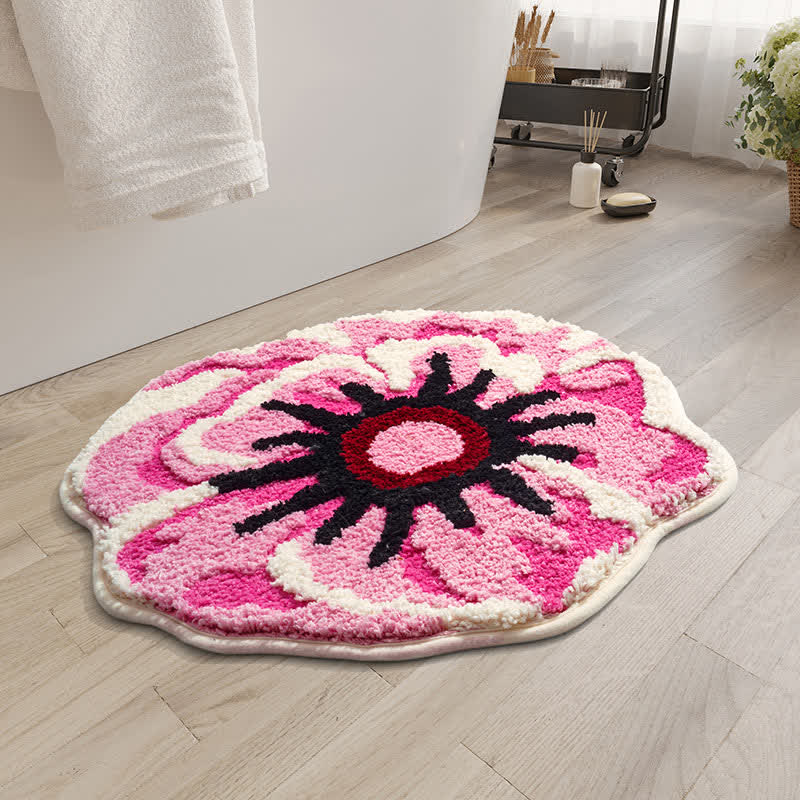 Tappetino assorbente a forma di conchiglia di cartone animato con fiori di margherita