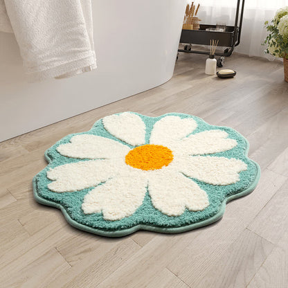 Tappetino assorbente a forma di conchiglia di cartone animato con fiori di margherita