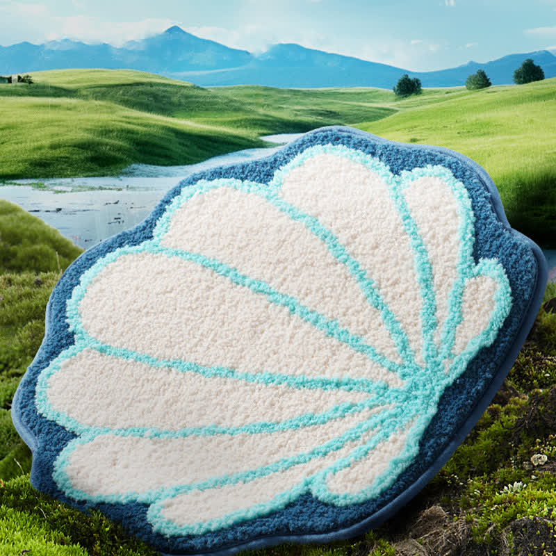 Tappetino assorbente a forma di conchiglia di cartone animato con fiori di margherita