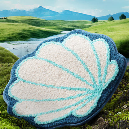 Tappetino assorbente a forma di conchiglia di cartone animato con fiori di margherita