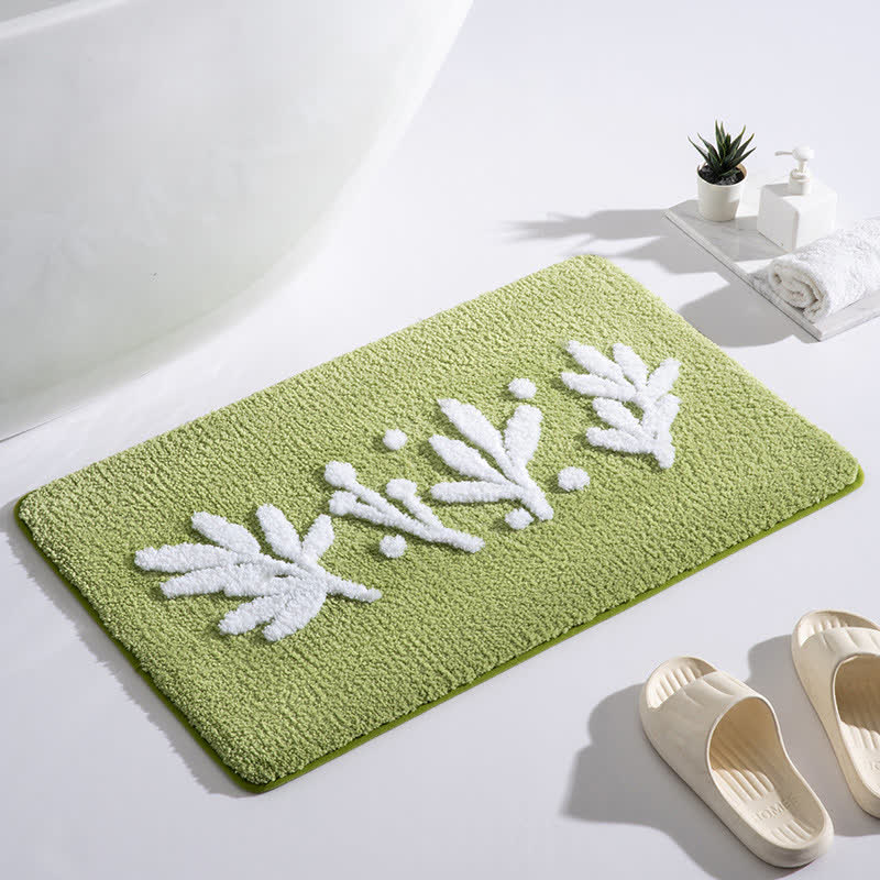 Tappetino assorbente per il bagno con motivo a foglie di ramo