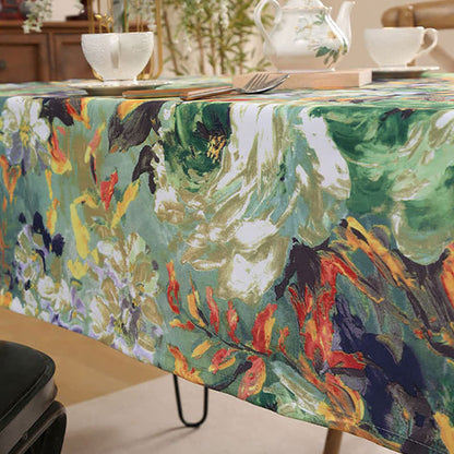Tovaglia floreale con pittura a olio d'epoca