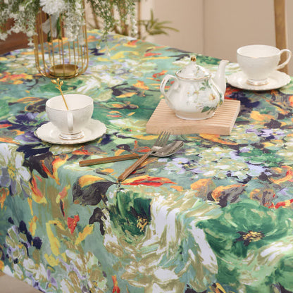 Tovaglia floreale con pittura a olio d'epoca