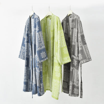 Accappatoio in garza di cotone Kimono Vintage Jacquard