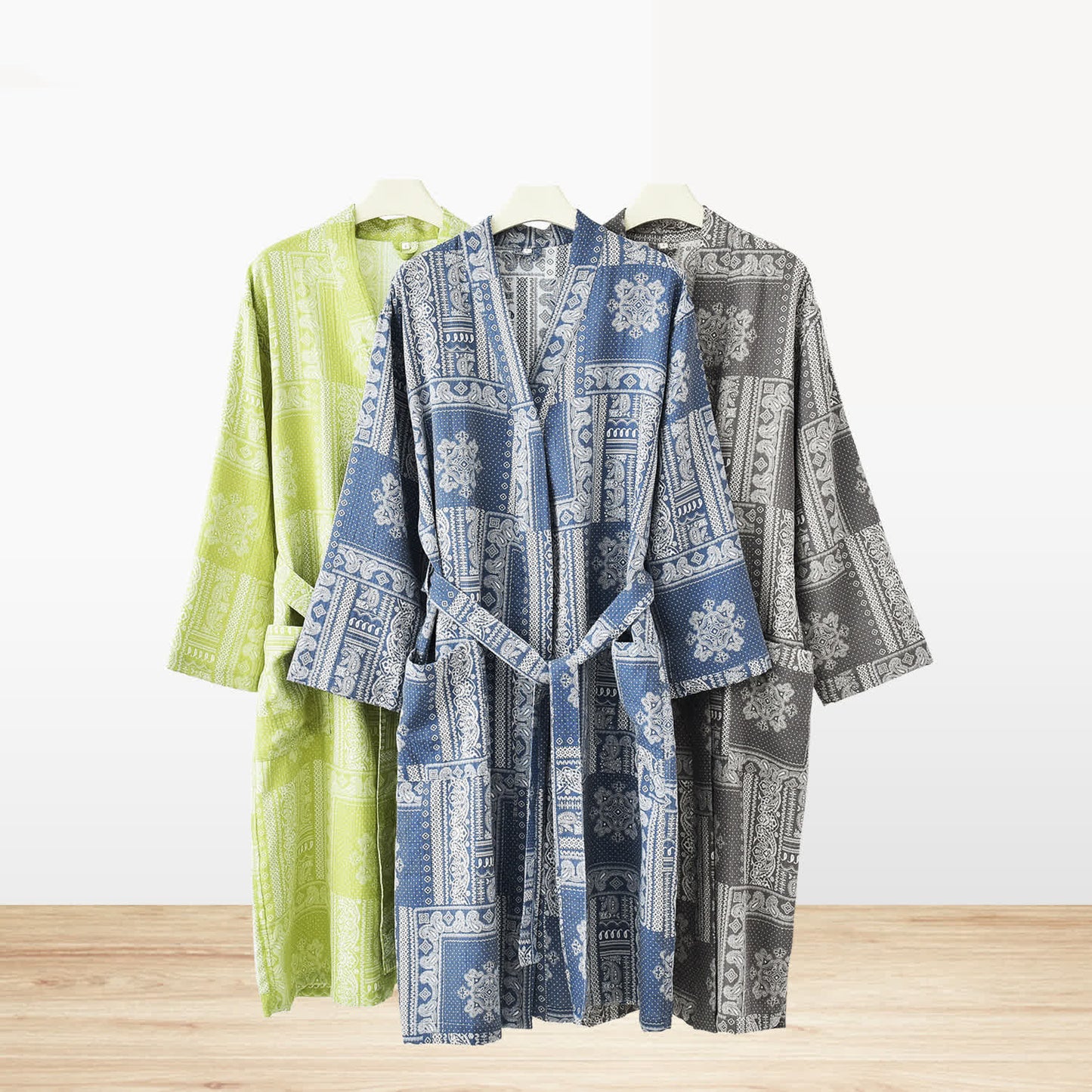 Accappatoio in garza di cotone Kimono Vintage Jacquard
