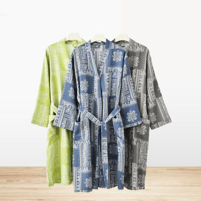 Accappatoio in garza di cotone Kimono Vintage Jacquard