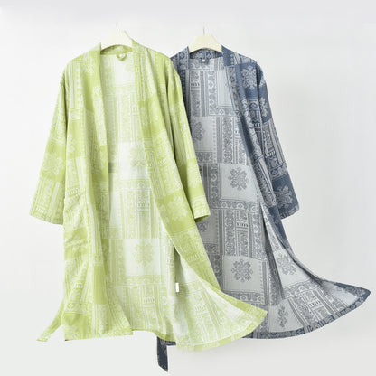 Accappatoio in garza di cotone Kimono Vintage Jacquard